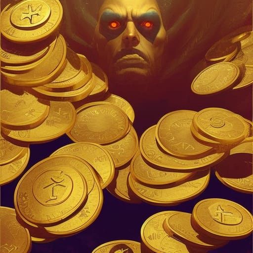 Sinister Dead Man with Gold Coin Eyes