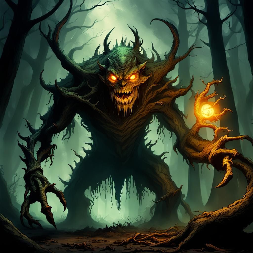 Terrifying Monster Emerges from Shadows in Dark Fantasy