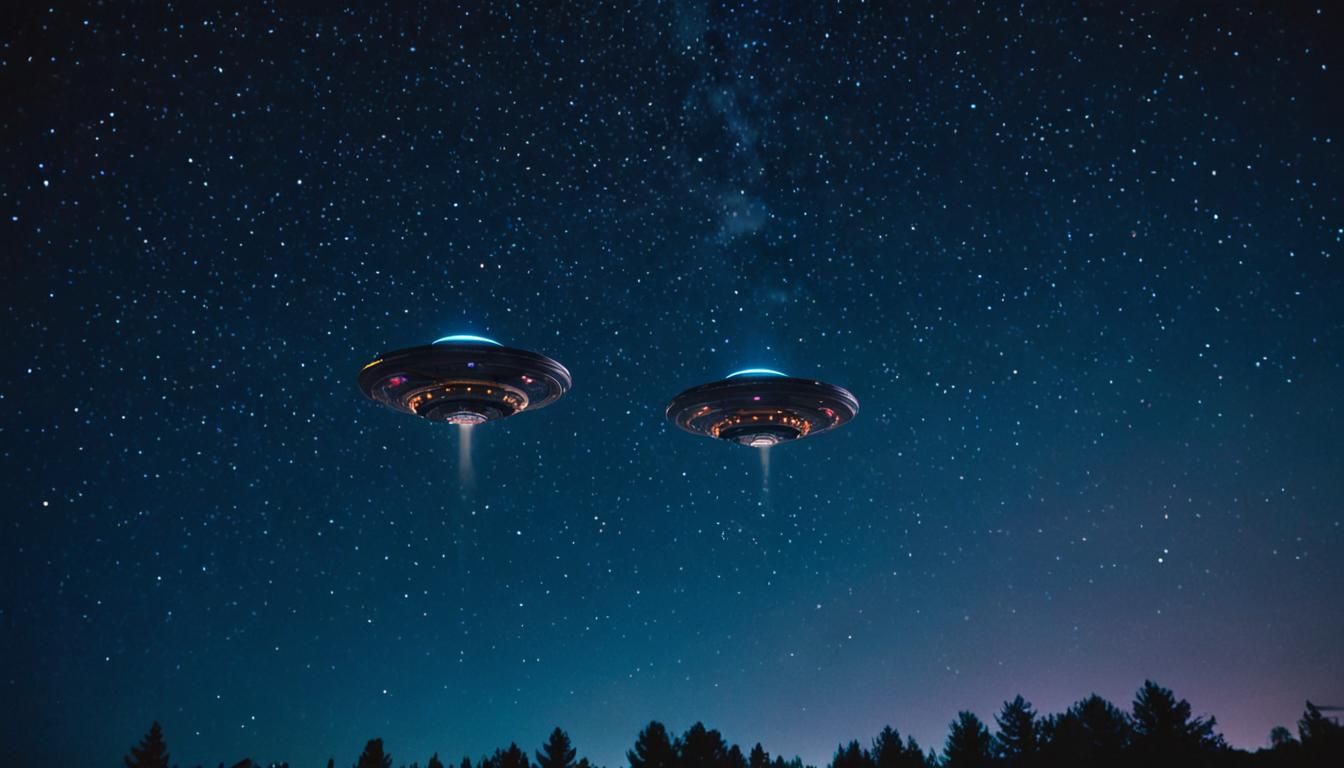 UFOs in Starry Night Sky: Cinematic Still
