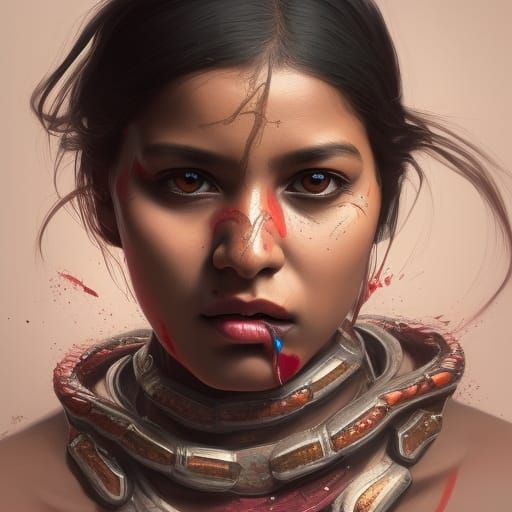 Intricate Portrait of Indian Girl with Venom Tongue