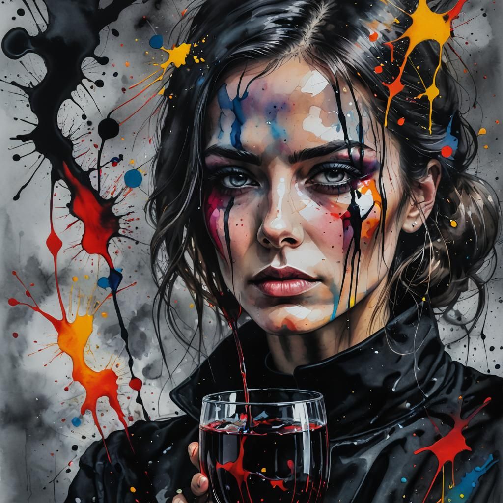 Surreal Expressionist Portrait with Black Lemonade