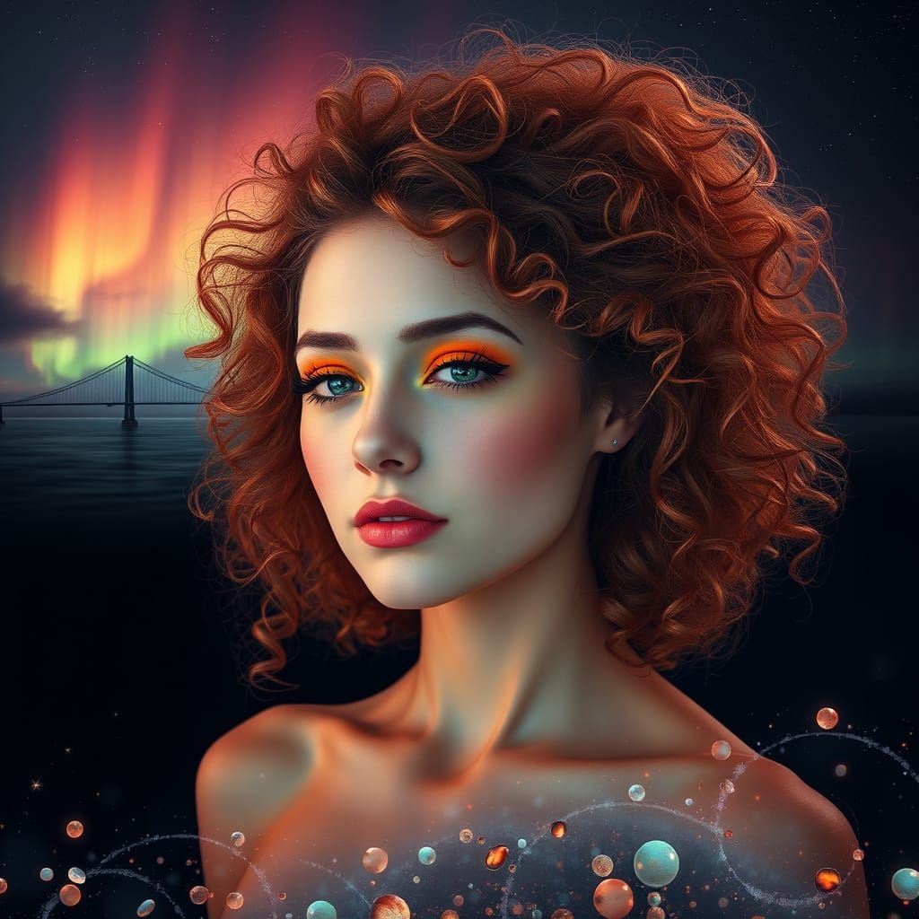 Ethereal Goddess of Whimsical Forests Amidst Aurora-Lit Nigh...