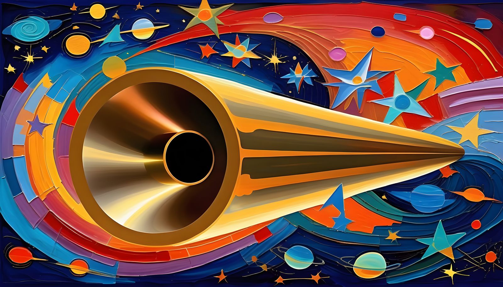 Stunning Metallic Vortex in Abstract Expressionism Style