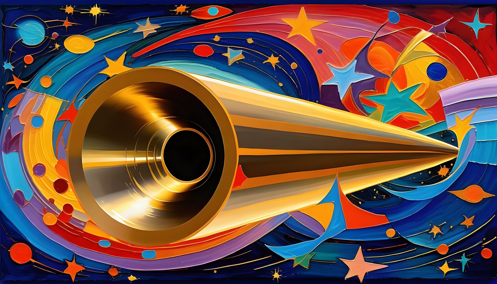 Surreal Metallic Odyssey in Paul Klee's Poster Art Style