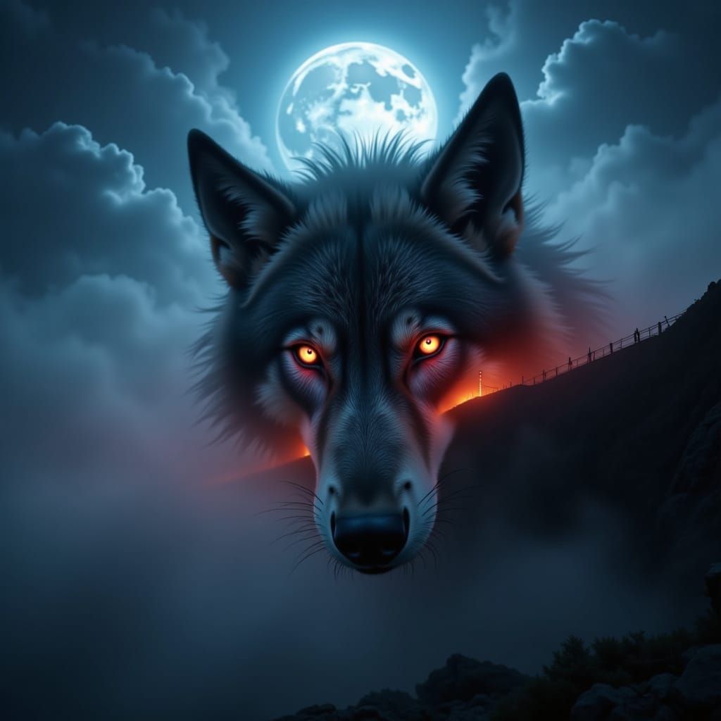 Wolf Formed of Fog Under Golden Gate Bridge