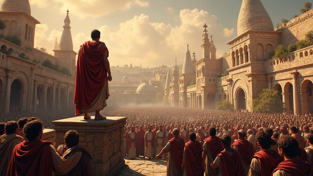 Eloquent Roman Orator Addresses Ancient Jerusalem Crowd