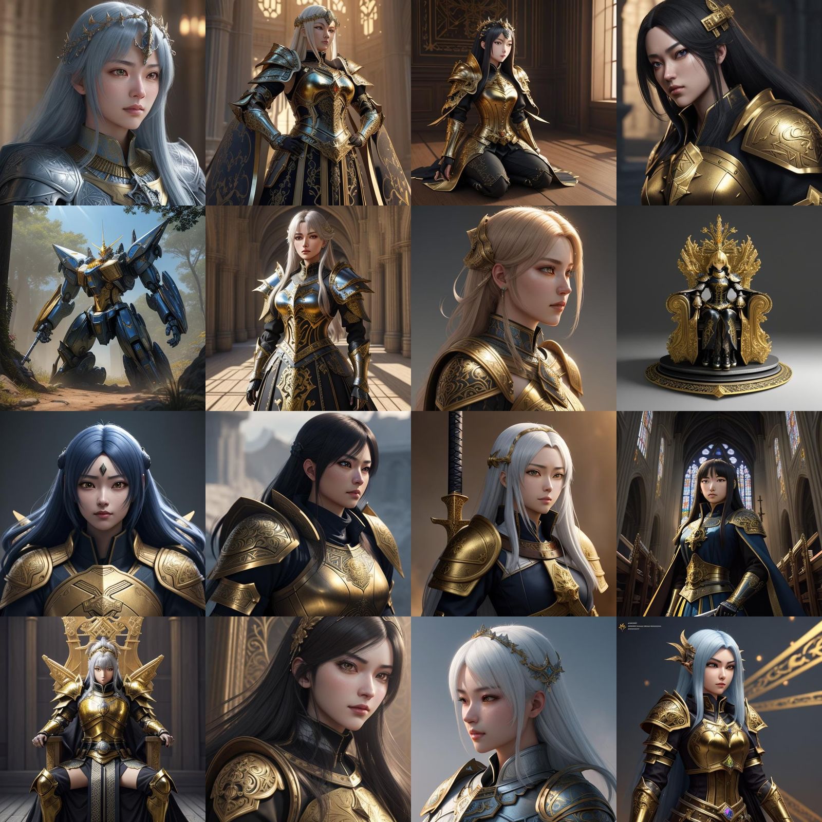 Medieval Military Woman in Shining Armor: Anime Art