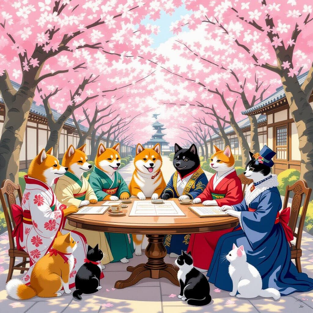 Shiba Inus and Cats Sign Historic Treaty