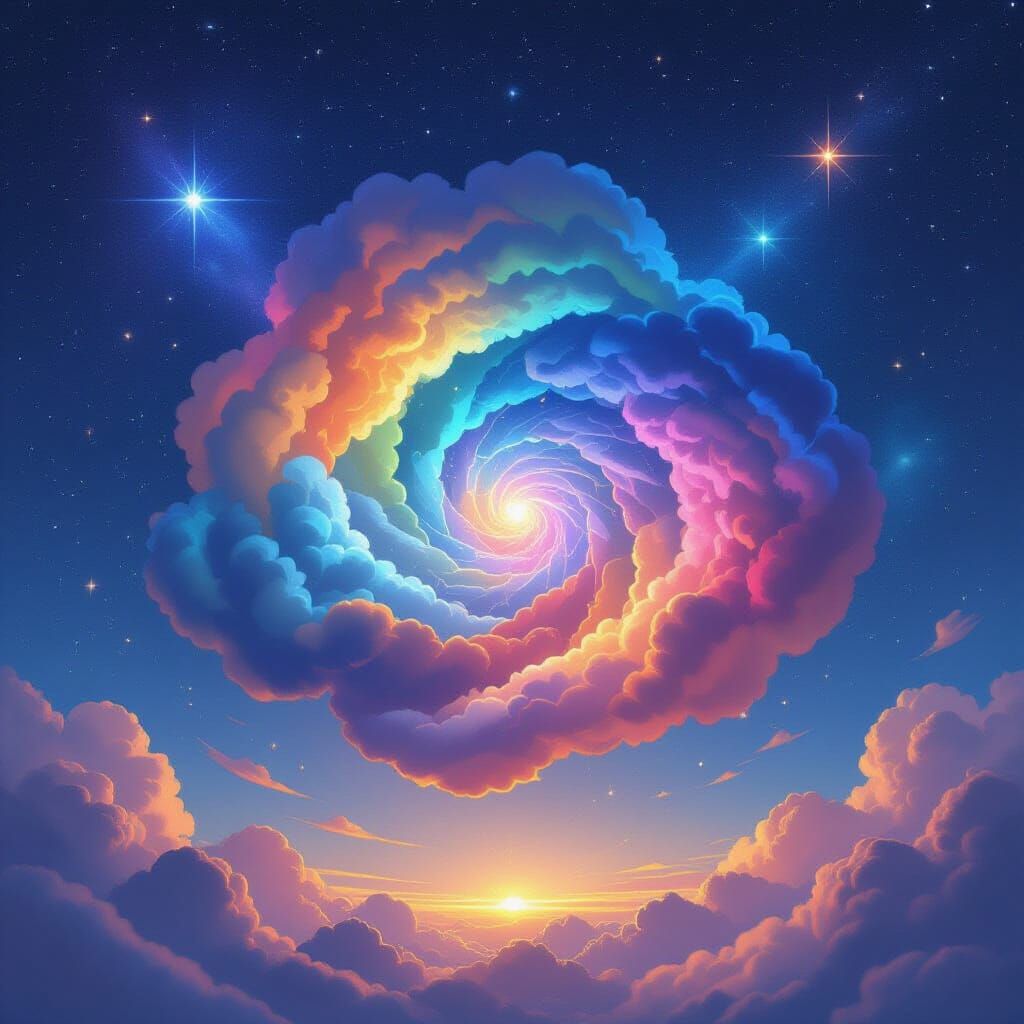 Colorful Star-Filled Clouds in Cosmic Sky