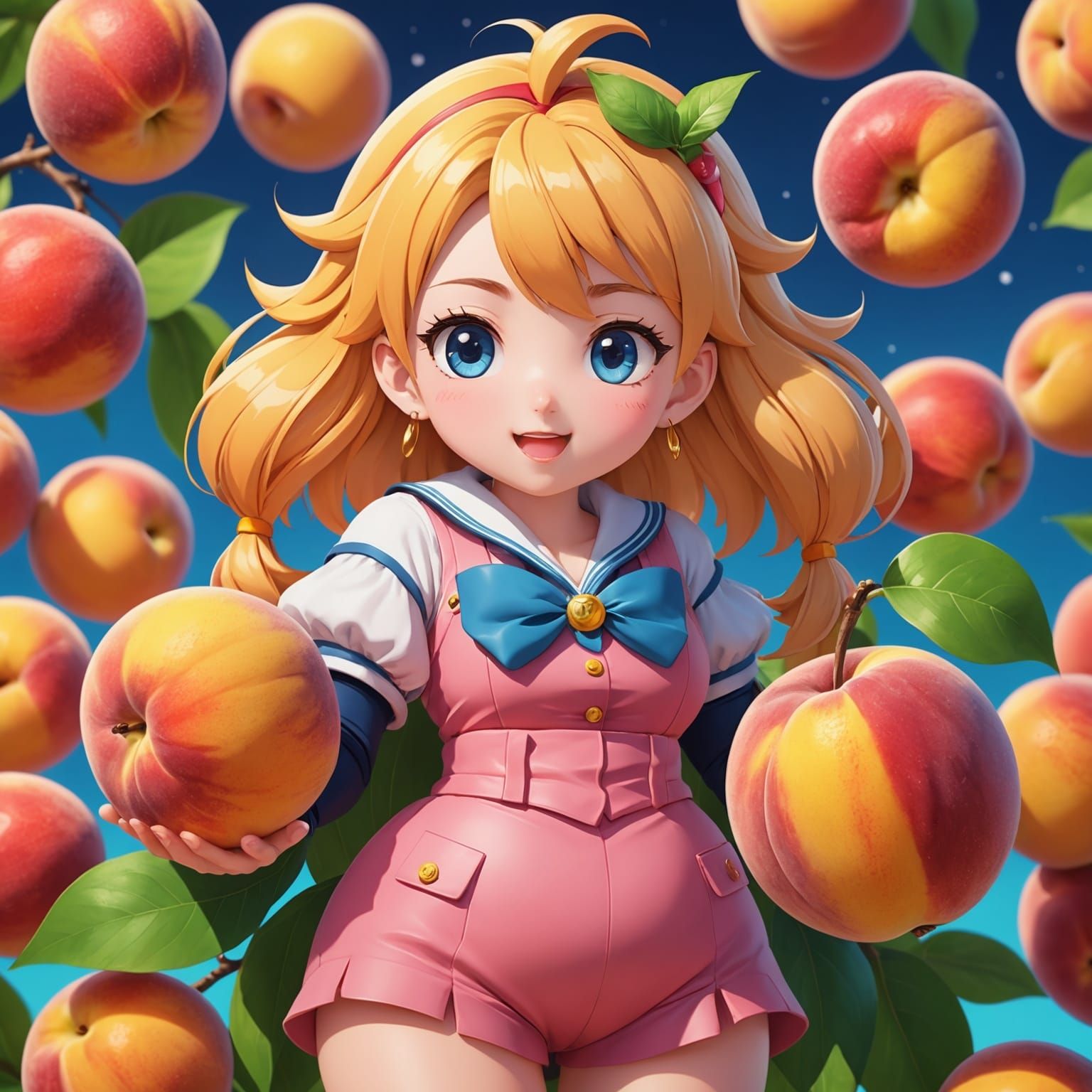 A Peach Personified as a Cute Anime Woman