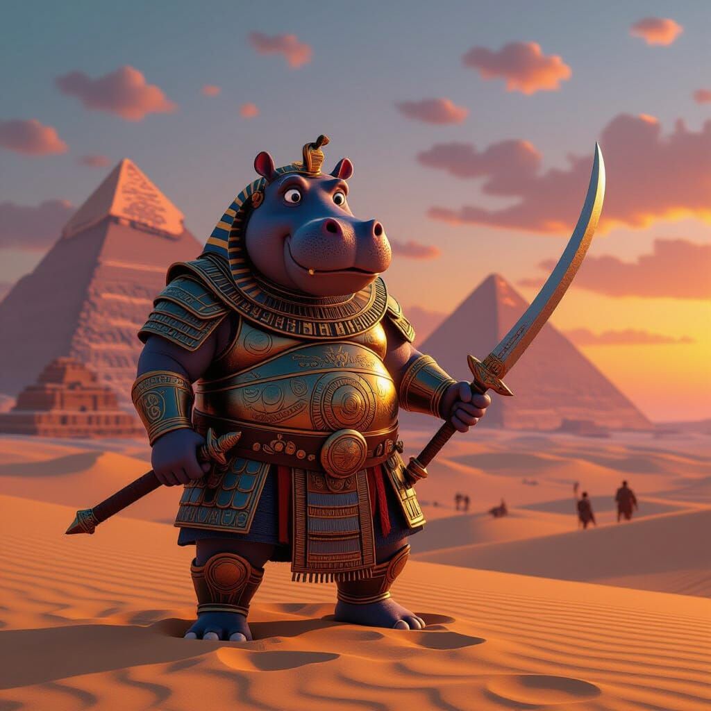 Egyptian Hippo Warrior in Aardman Style