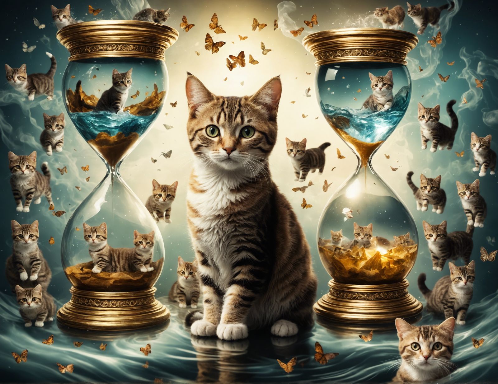 Fourth Dimensional Cat: Double Exposure Surreal Artwork