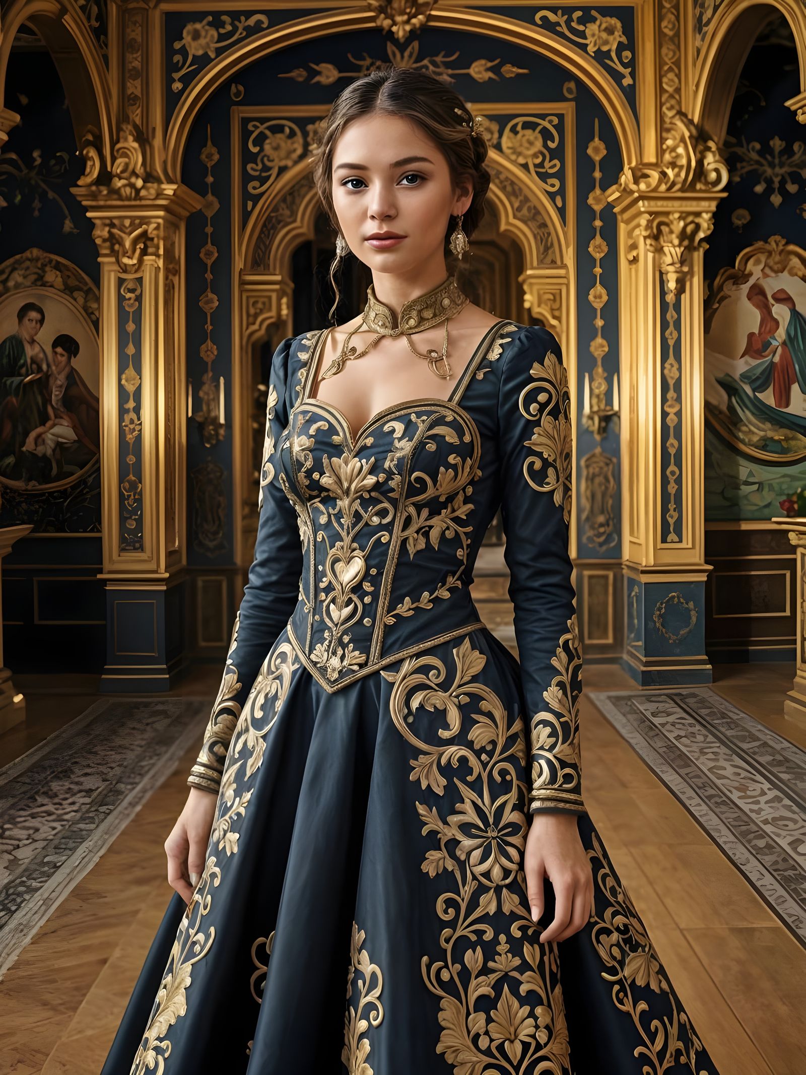 Radiant Young Woman Portrait with Golden Hair