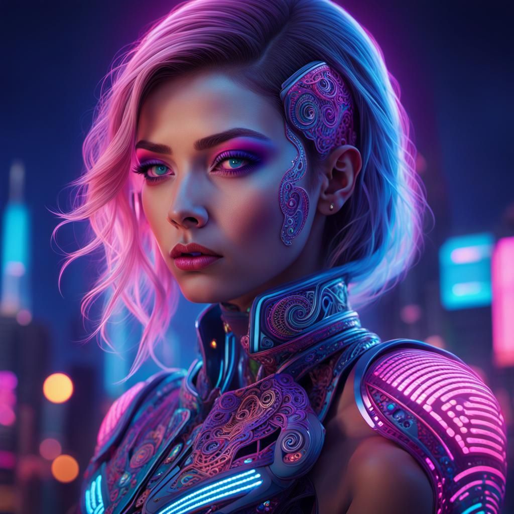 Glowing Goddess of Neon Dreams