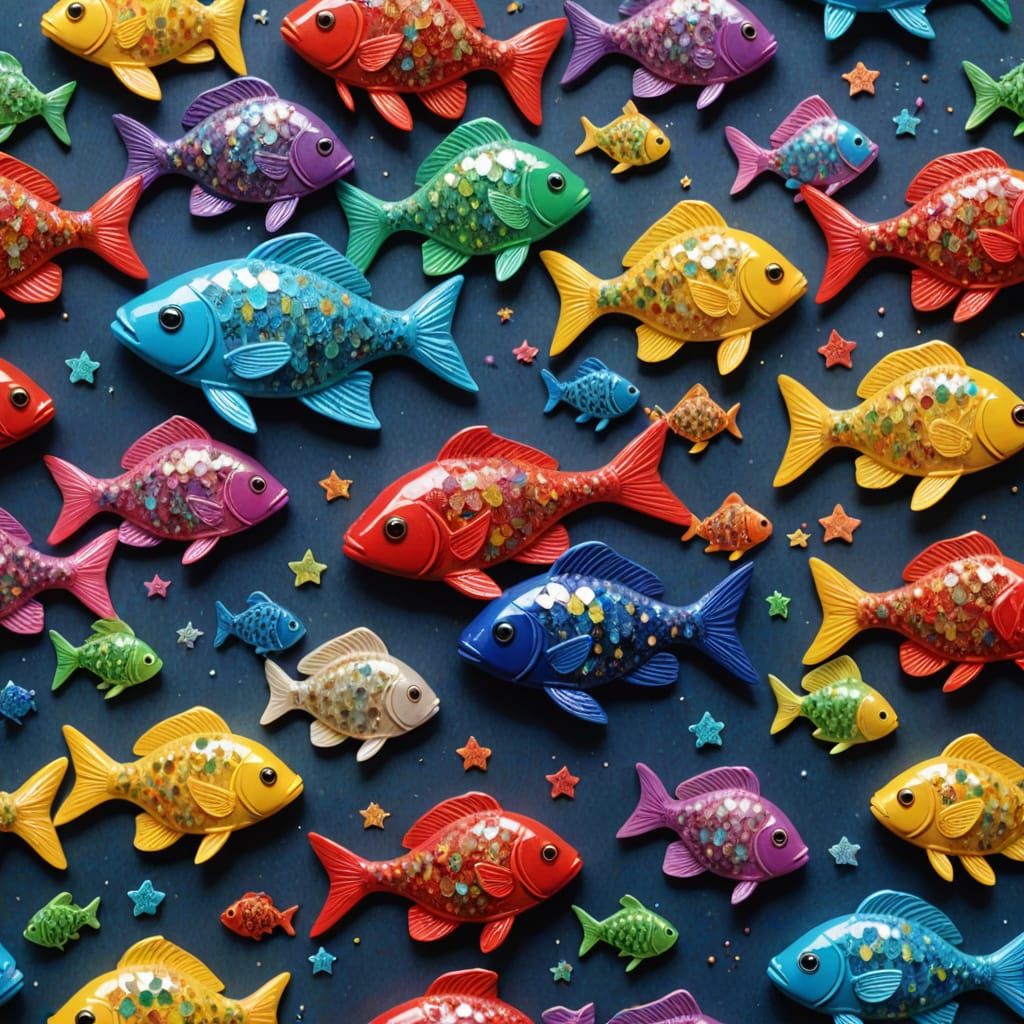 Rainbow Glitter Fish in Resin Cast