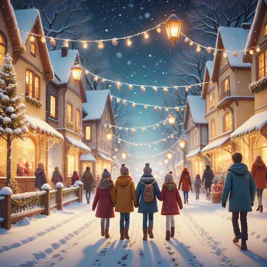Whimsical Winter Wonderland with Children and Adults