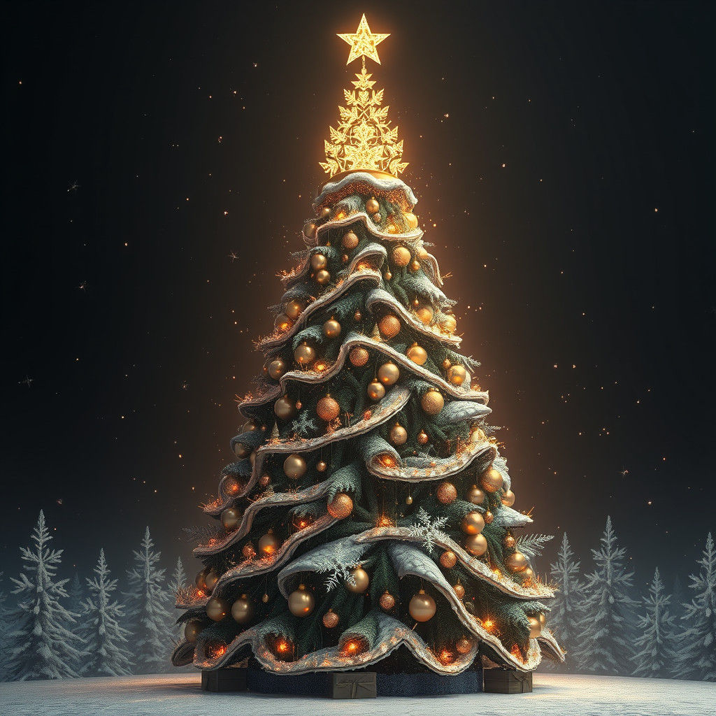Ornate Christmas Tree in Surreal Matte Painting Style