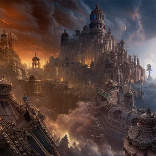 Dramatic Maximalist Digital Matte Painting