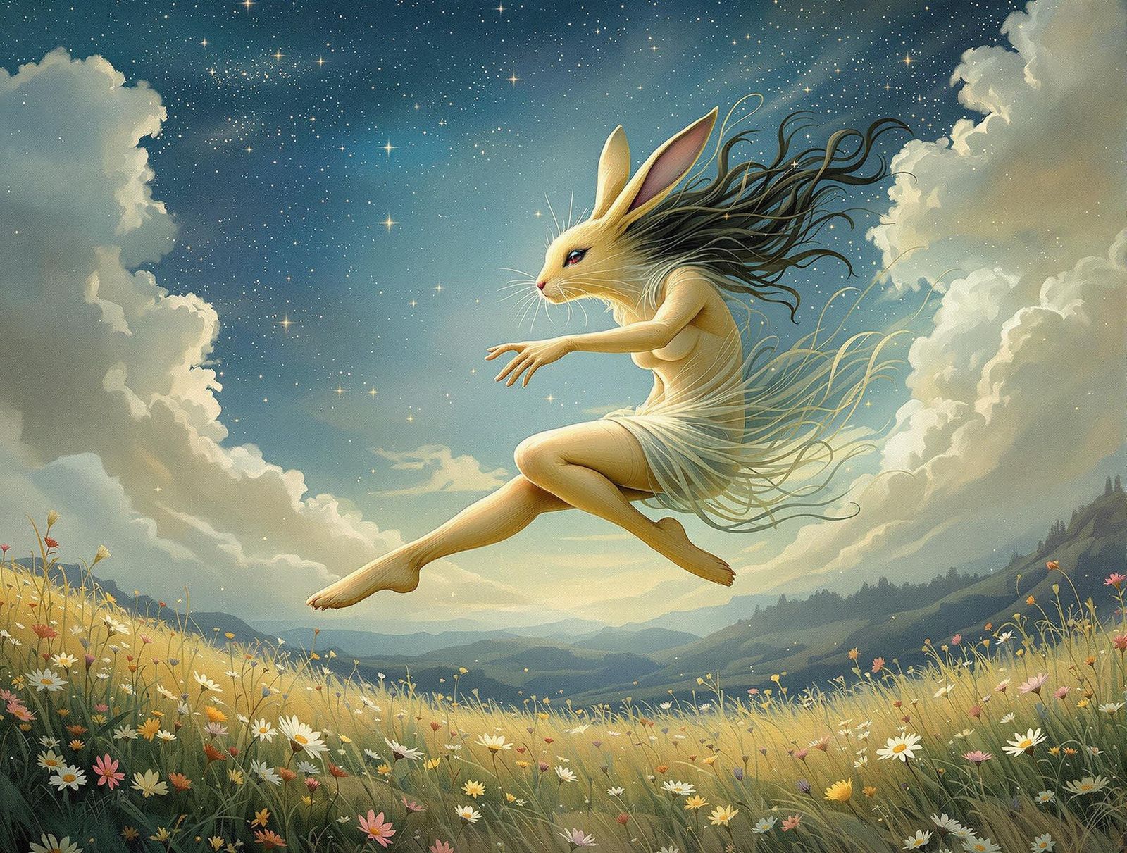 Mystical Hare Transformation under Starlight