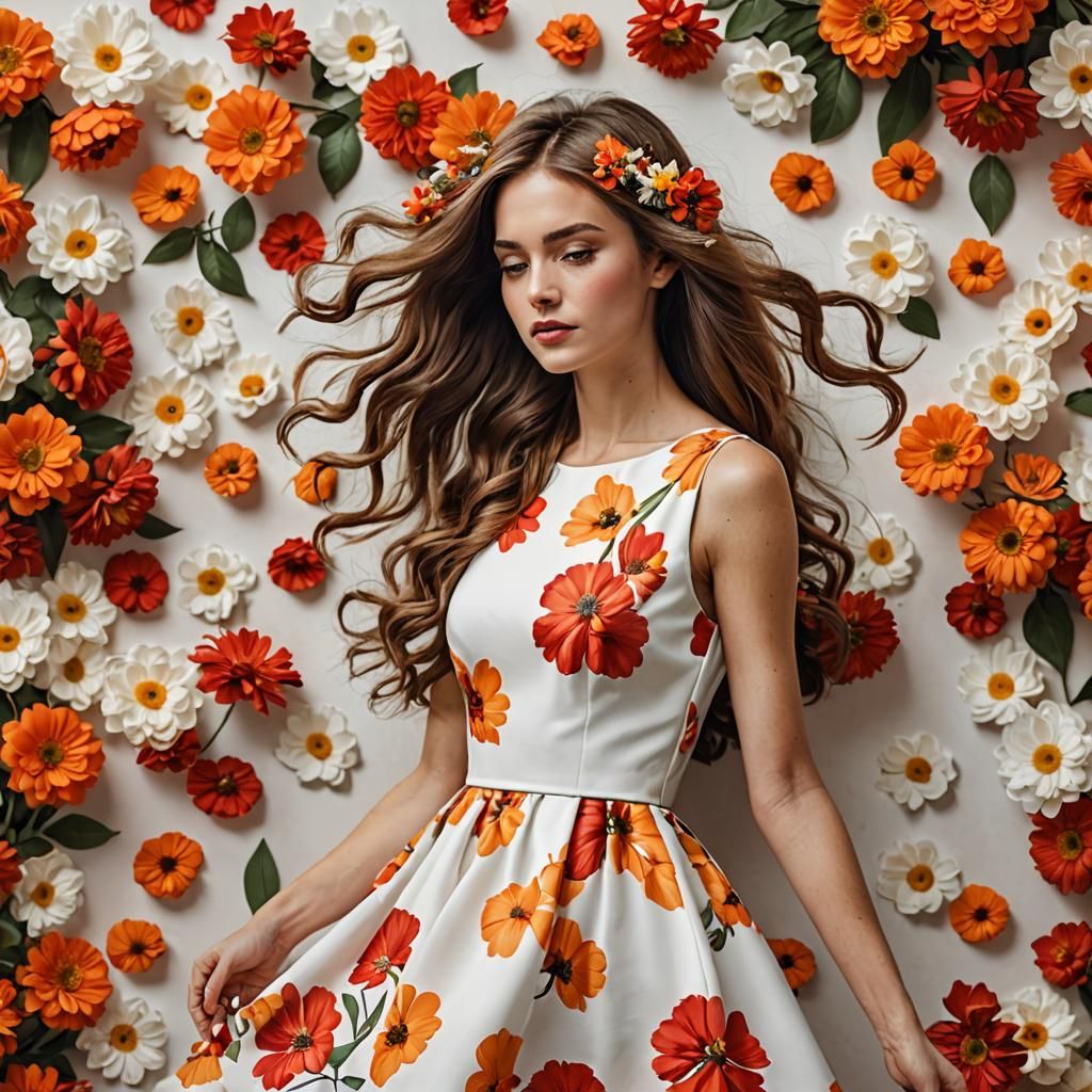 Elegant Woman with Floral Adornments Portrait