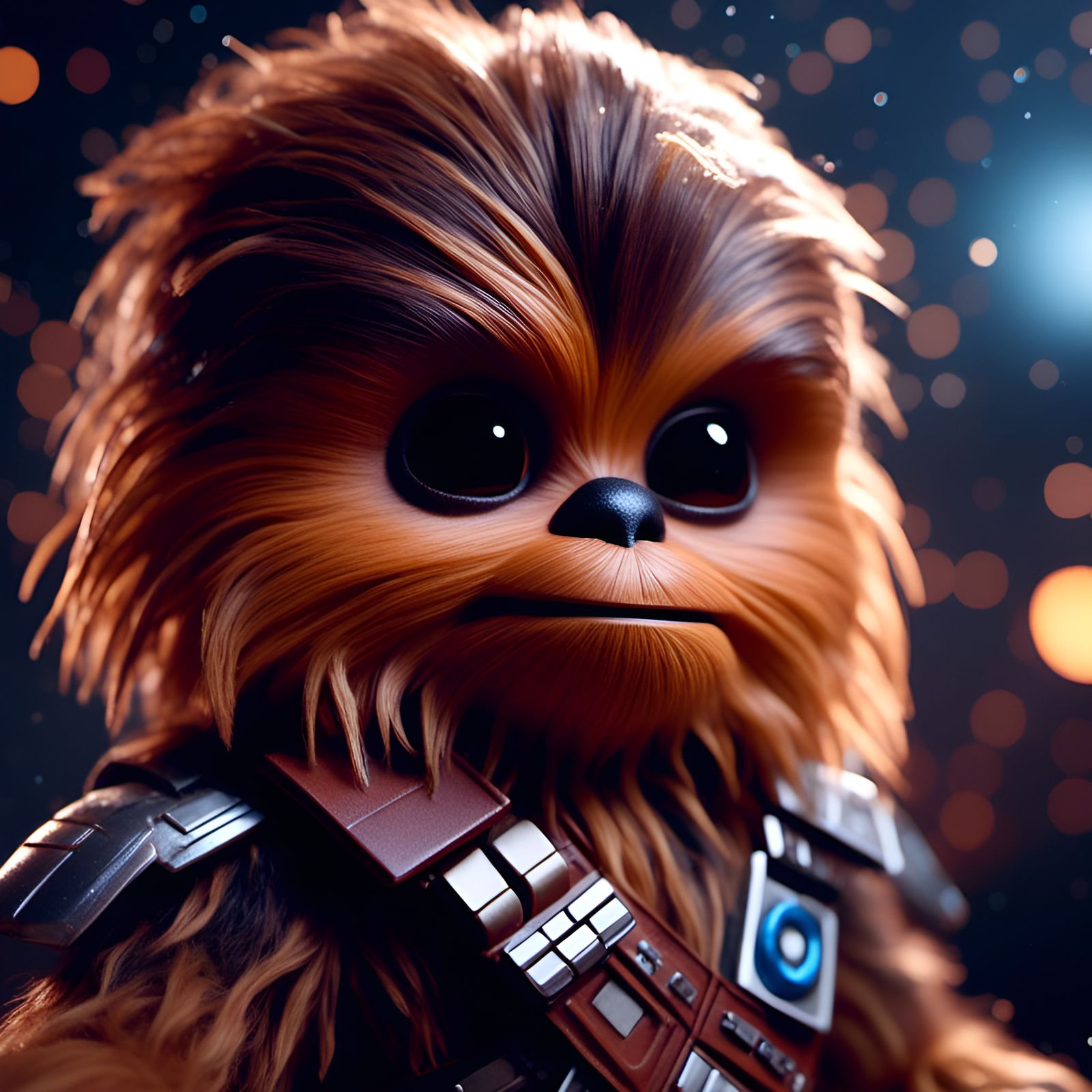 Kyoot Baby Chewbacca Portrait in Expressive Style