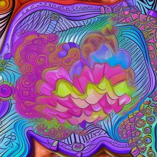 Mushroom City Graffiti Art with Princess in Street Art Style