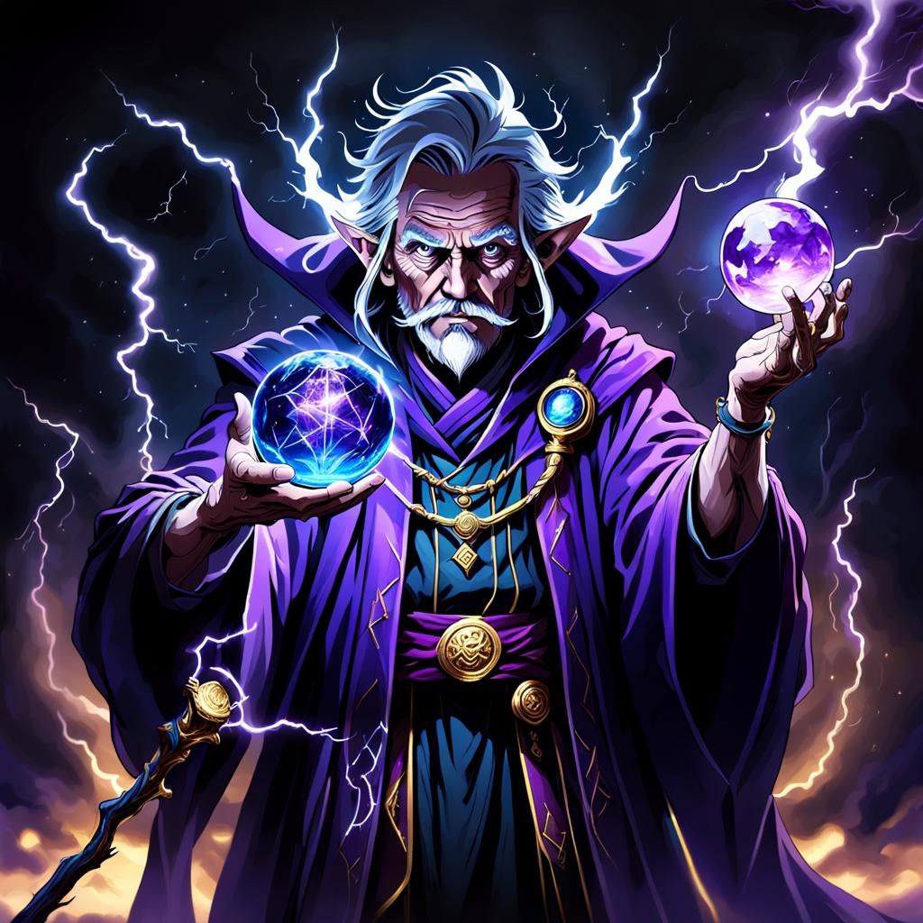 Alchemist with Glowing Crystal Ball: Mystical Concept Art