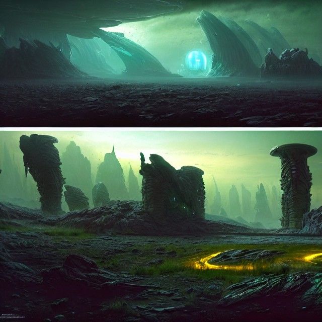 Alien World Sci-Fi Ruins: A Fantasy Landscape