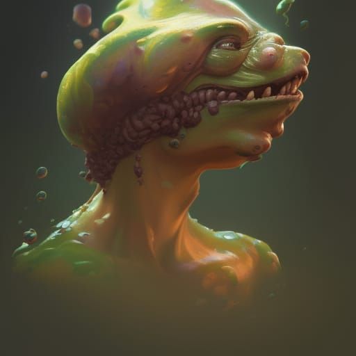 Detailed Slimer Portrait in Art Nouveau Style