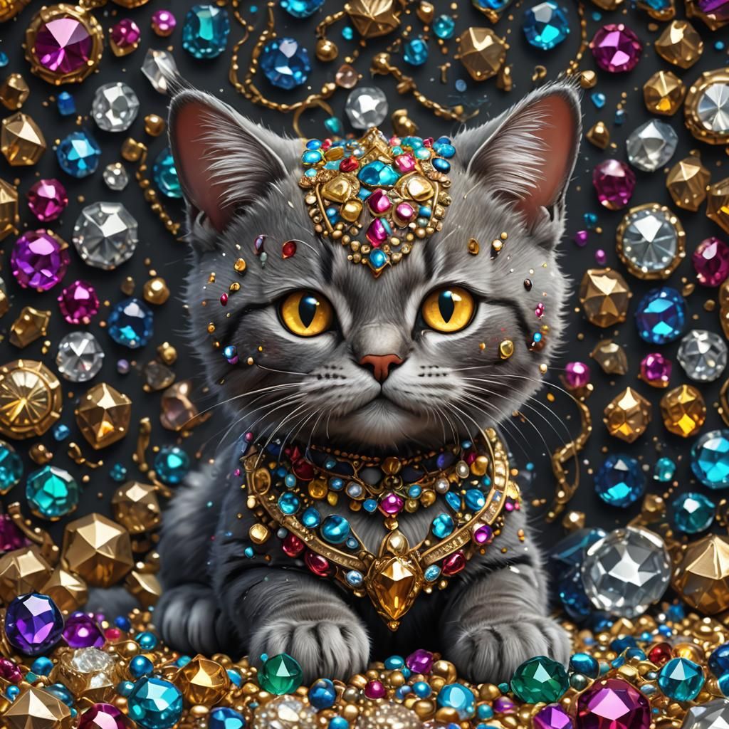 Jeweled Cat Fantasy Concept Art in 8k