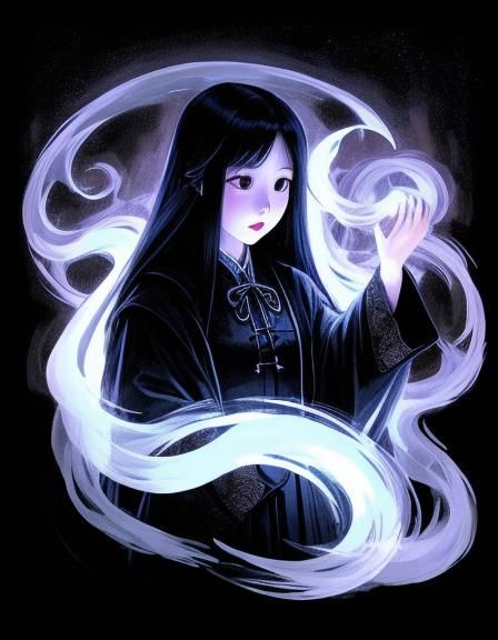 Nostalgic Night: Ghostly Illustration in Traditional Style