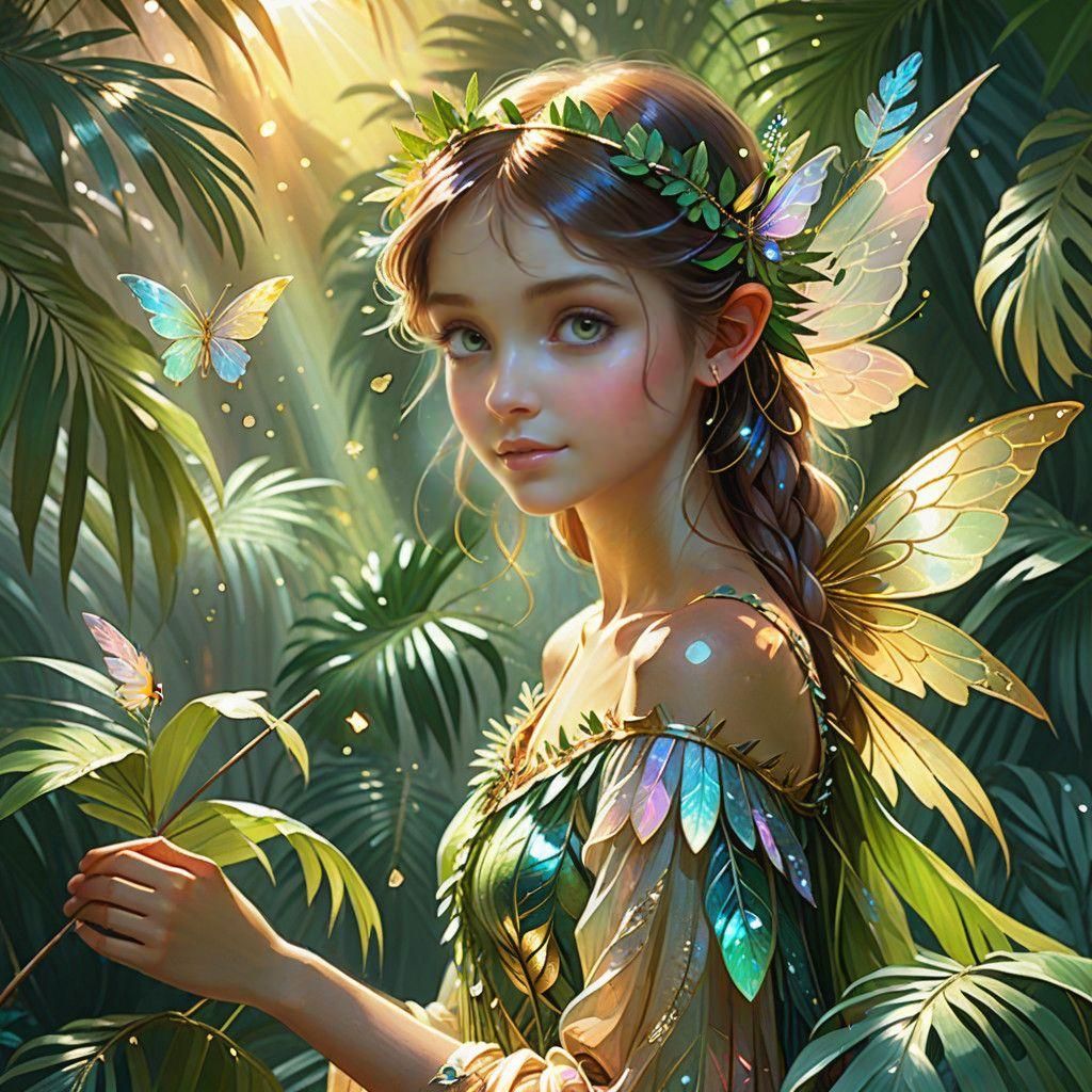 Exotic Island Fairy in Palm Tree Paradise