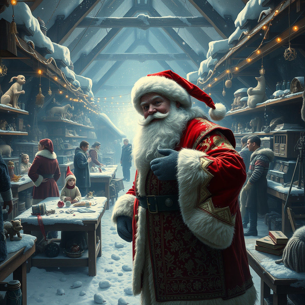 Santa's North Pole Workshop in Matte Painting Style