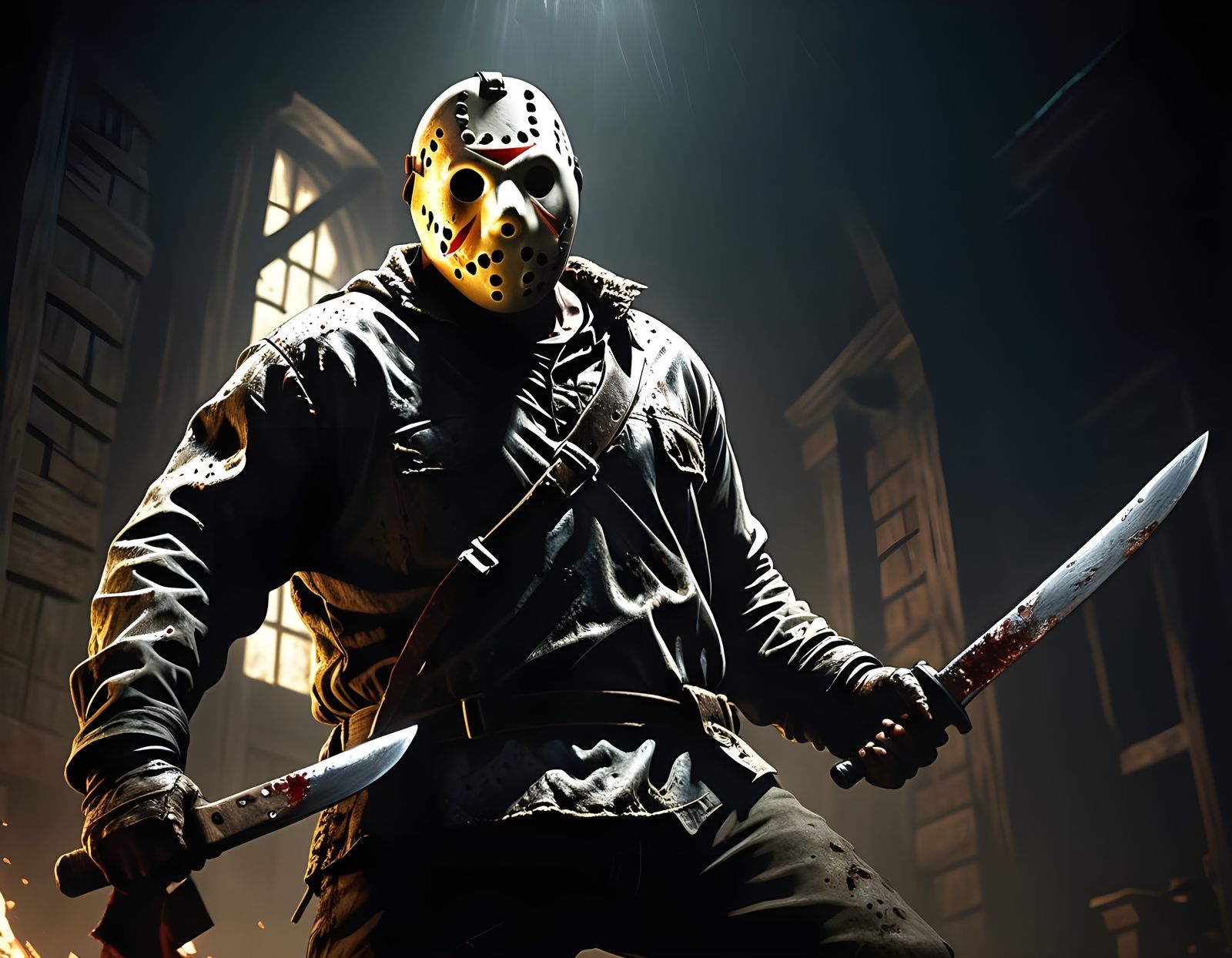 Jason Voorhees Emerging from Dark Baroque Horror