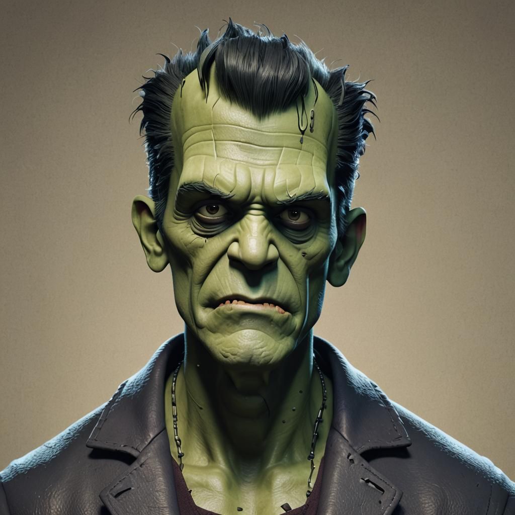 Frankenstein Reimagined: Pixar-Style 3D Concept Art