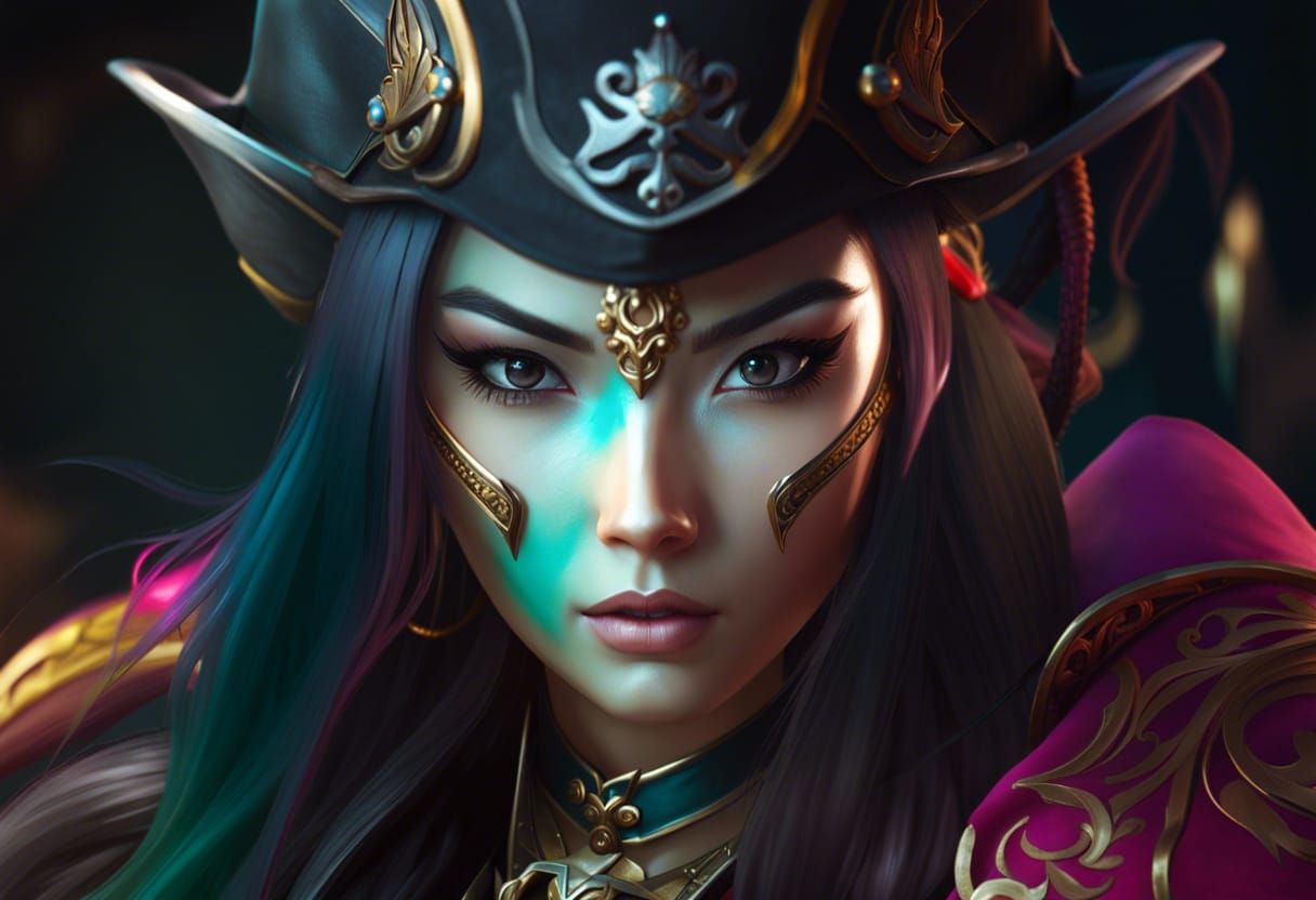 Colorful Asian Elf Pirate in Fairycore Fantasy