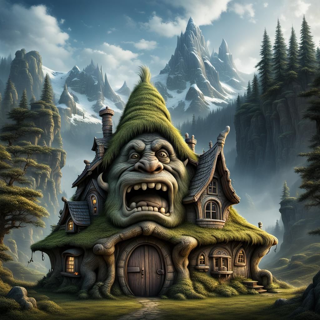 Magical Troll House in Hyperrealistic Style