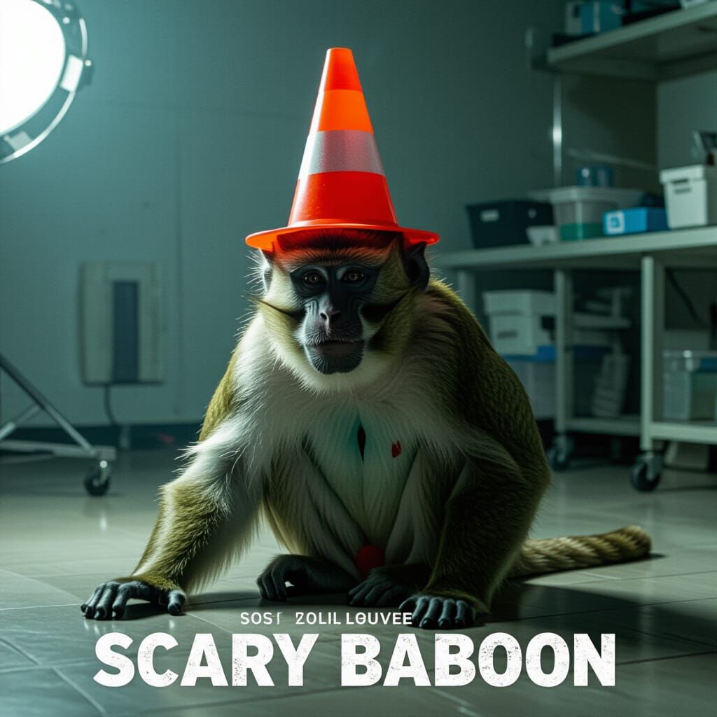 Scary Baboon Movie Poster: Legless Monkey in Lab