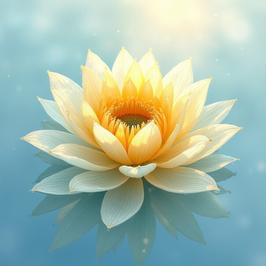 Dreamy Water Sunflower Blooms in Soft Blue Light