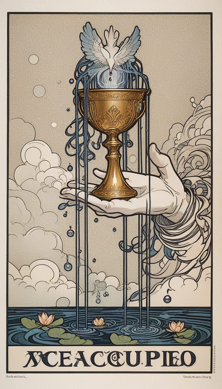 Golden Cup Reaches for the Heavens in Vibrant Dreamlike Styl...