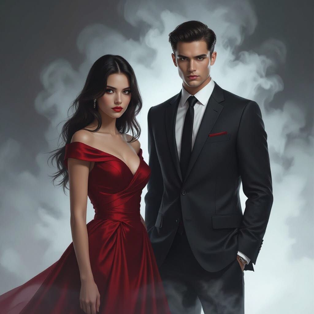 Crimson Girl and Sharp Suit: A Digital Juxtaposition