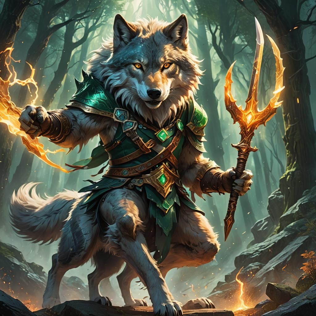 Legendary Wolf Warrior Wielding an Arcane Glaive