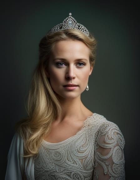 Blonde Princess with Crown Portrait