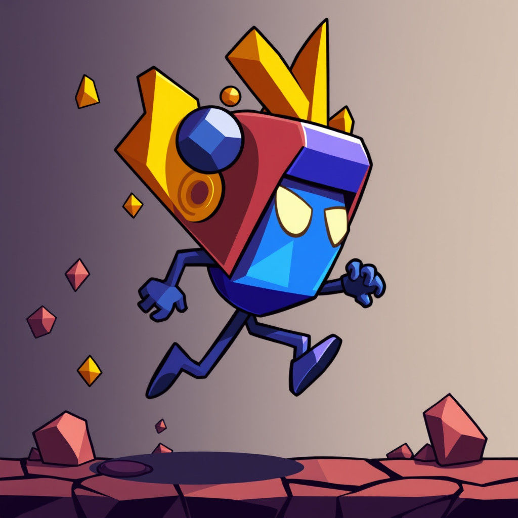 Geometry Dash Character in Neon Colors