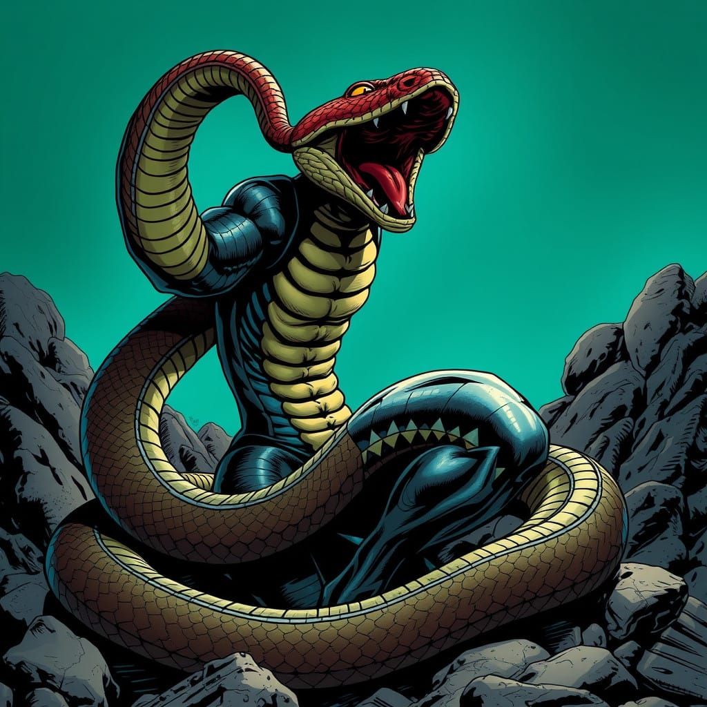 Marvel Comics' Snake Person in Perfect Comic Book Art Style