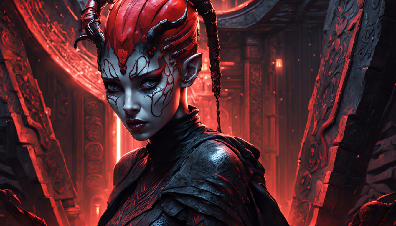 Darth Talon in Sith Throne Room: Sci-Fi Art