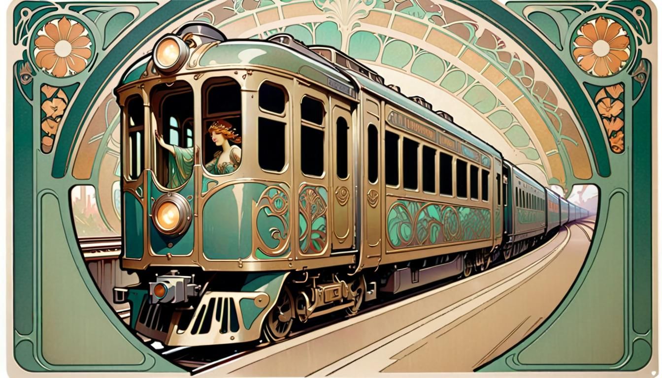 Art Nouveau Train Station in Art Deco Style