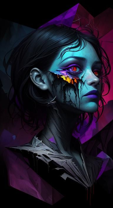 Surreal Portrait Amidst Fractured Landscape