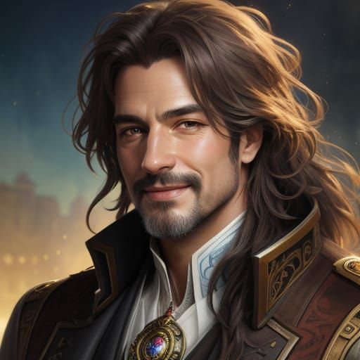 Gorgeous Smiling Man Portrait in Watercolour Style