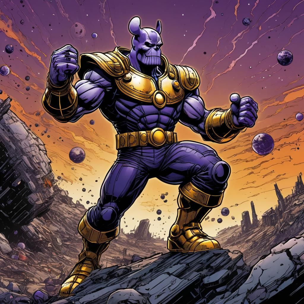 Mickey Mouse as Thanos in Comic Book Style